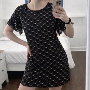 Elegant Black Patterned Dress